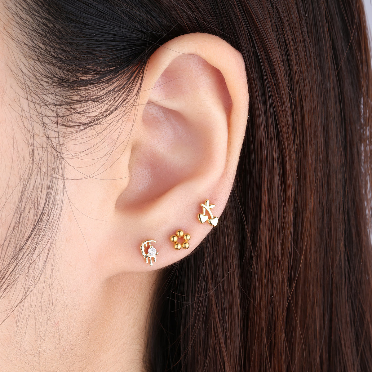 Lava Moon Stud - Stainless Steel - Upper Lobe, Helix - Oumo Jewelry