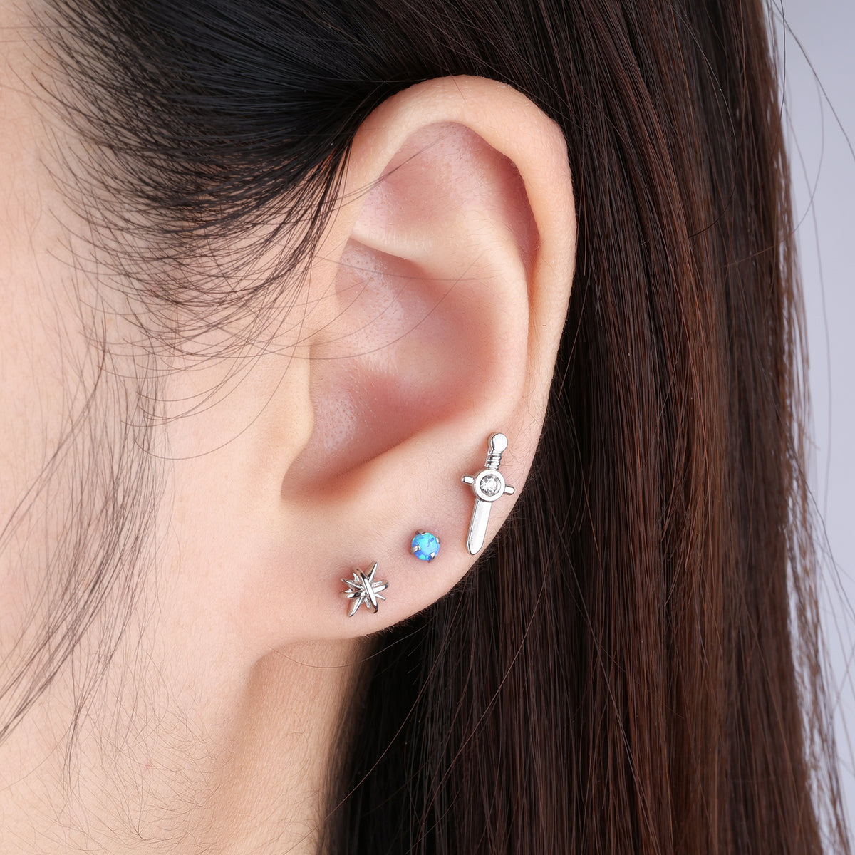 Wrap Around Star Stud - Stainless Steel - Upper Lobe, Helix, Flat - Oumo Jewelry