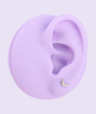 Titanium Moon Flatback Stud - OumoJewelry
