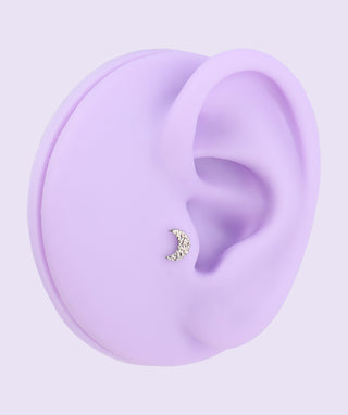 Titanium Moon Flatback Stud - OumoJewelry