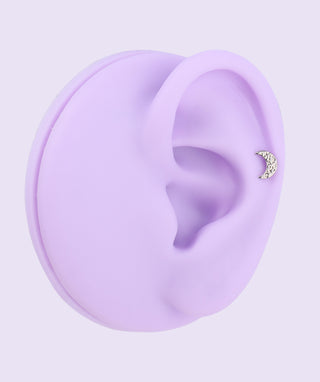 Titanium Moon Flatback Stud - OumoJewelry