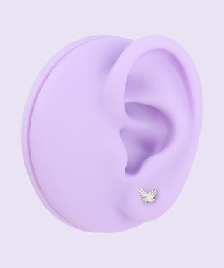 Titanium Butterfly Flatback Stud - OumoJewelry