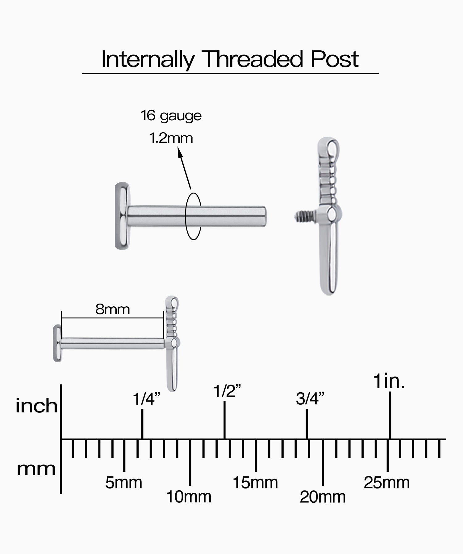 Titanium Sword Flatback Stud