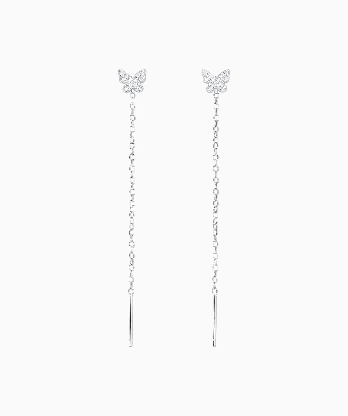 Sparkling Butterfly Ear Threads - Sterling Silver 925 - Oumo Jewelry