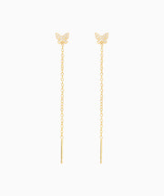 Sparkling Butterfly Ear Threads - Sterling Silver 925 - Oumo Jewelry