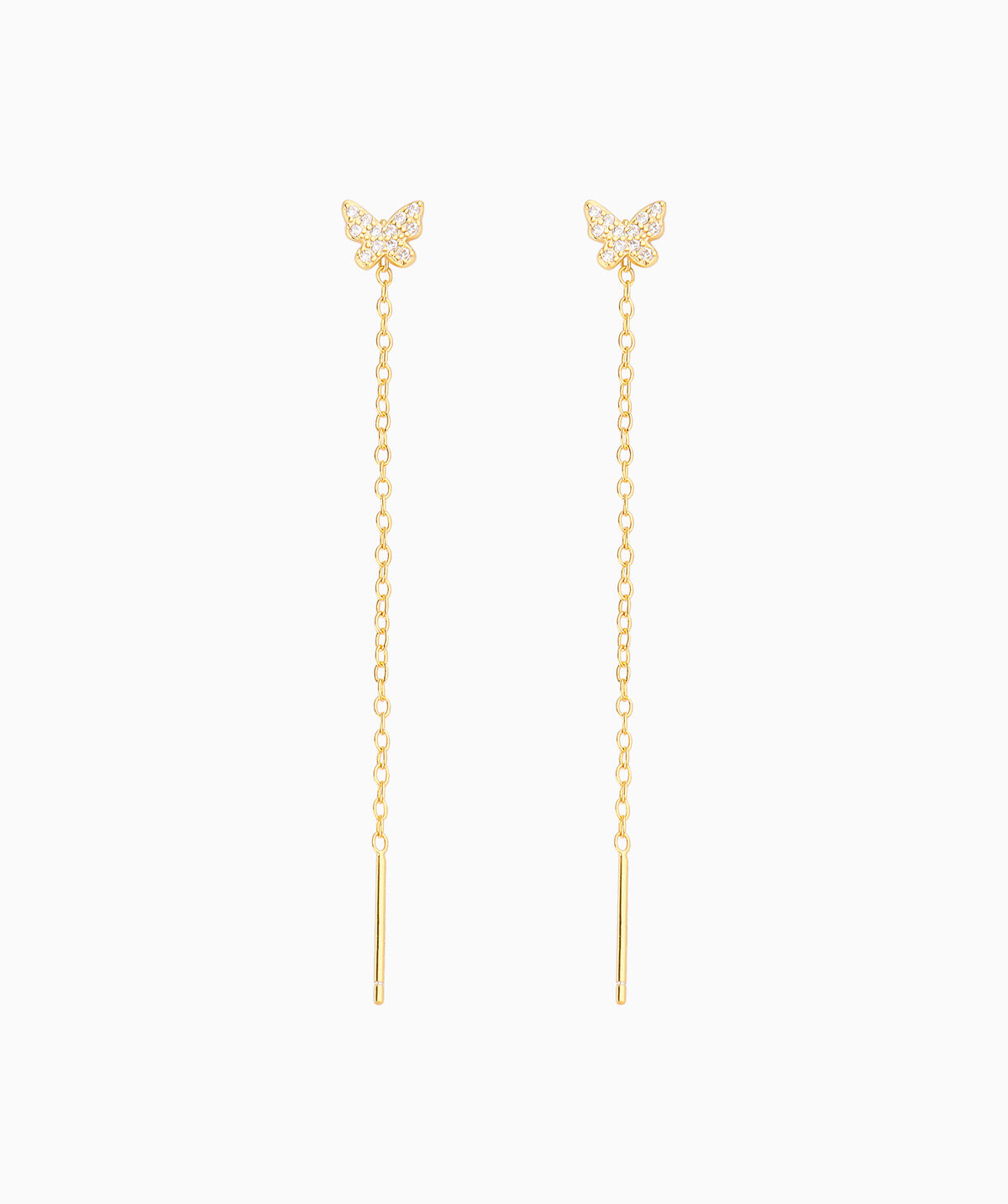 Sparkling Butterfly Ear Threads - Sterling Silver 925 - Oumo Jewelry
