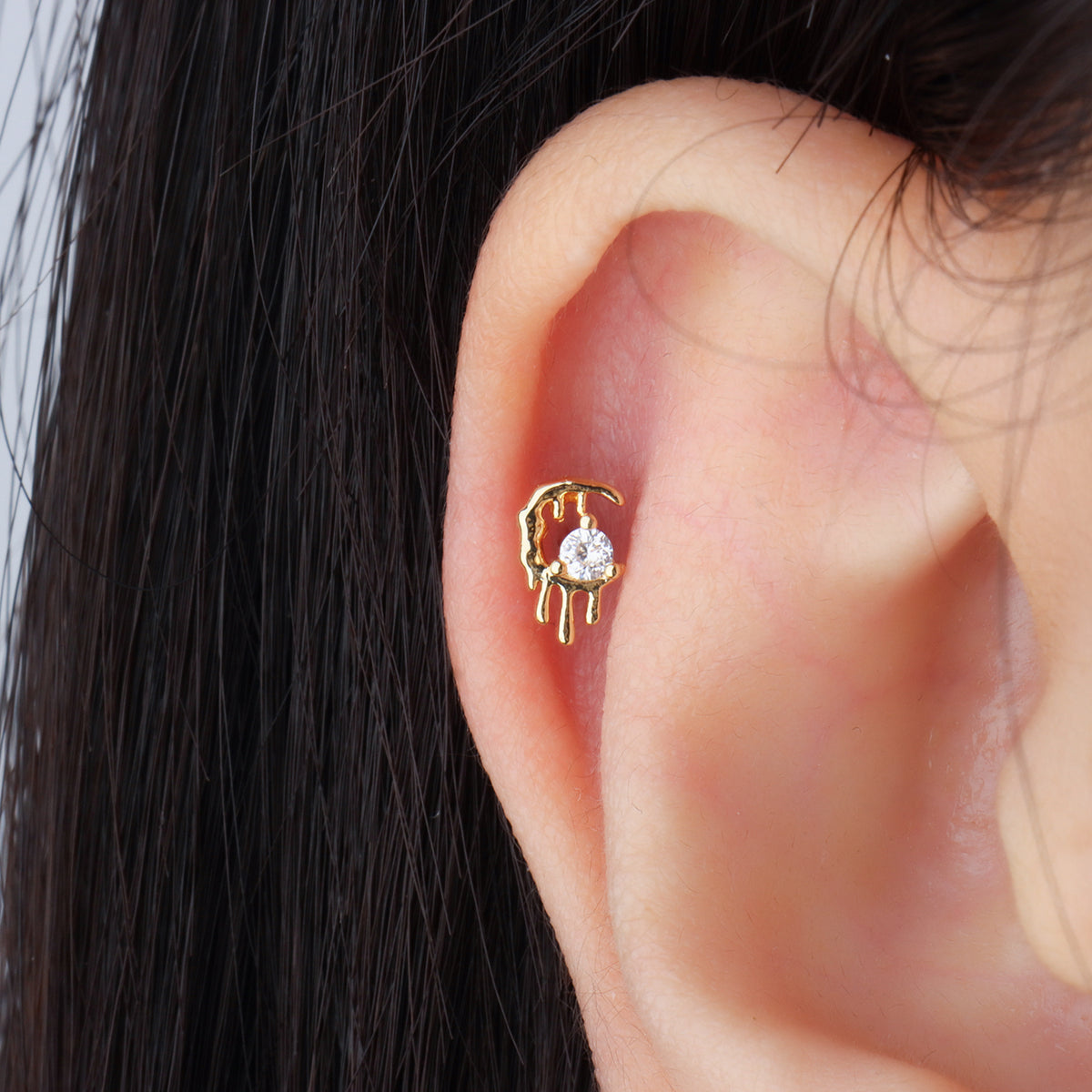 Lava Moon Stud - Stainless Steel - Upper Lobe, Helix - Oumo Jewelry