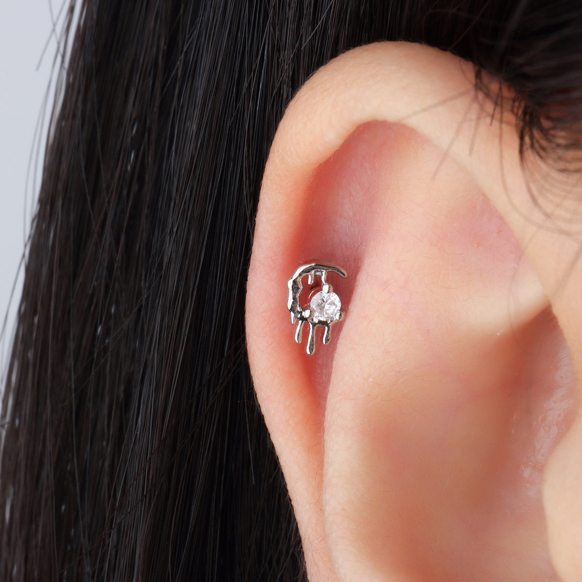 Lava Moon Stud - Stainless Steel - Upper Lobe, Helix - Oumo Jewelry