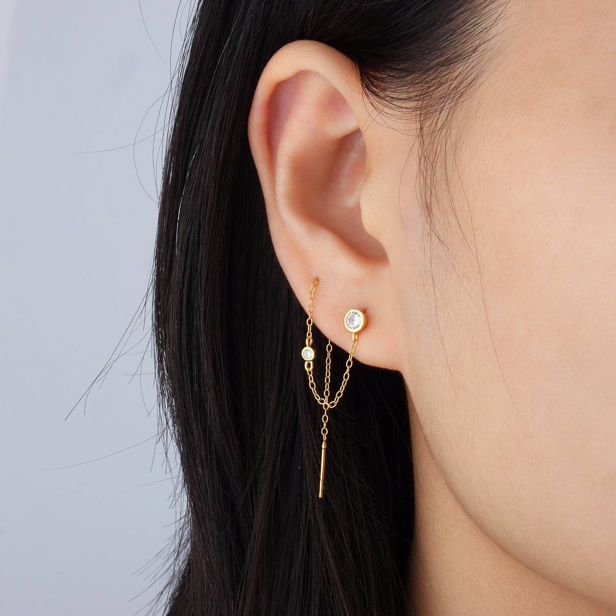 Cool Gem Earring - Sterling Silver 925 - Lobe, Upper Lobe - Oumo Jewelry