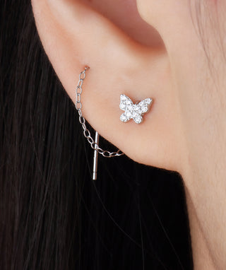 Sparkling Butterfly Ear Threads - OumoJewelry