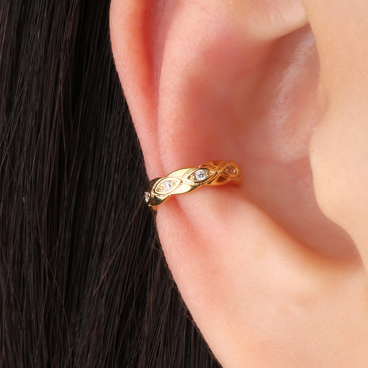 Evil Eye Ear Cuff - Brass - Oumo Jewelry