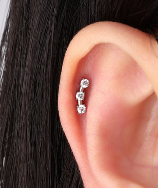 Titanium Curved Gemstone Flatback Stud - OumoJewelry