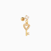 Love Key Stud - Stainless Steel - Upper Lobe, Helix, Flat - Oumo Jewelry