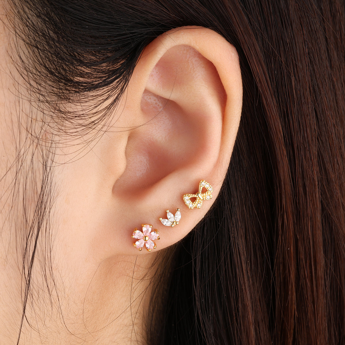 Sweet Bow Stud - Stainless Steel - Upper Lobe, Helix - Oumo Jewelry