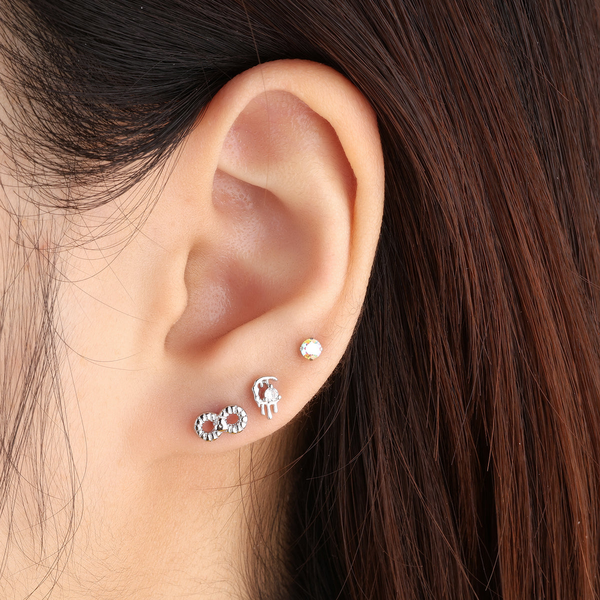 Infinite Love Stud - Stainless Steel - Upper Lobe, Helix, Flat - Oumo Jewelry