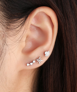 Titanium Curved Gemstone Flatback Stud - OumoJewelry
