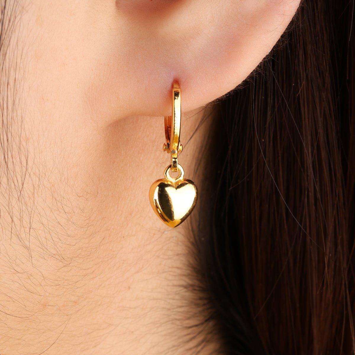Puffed Love Drop Earrings - Brass - Oumo Jewelry