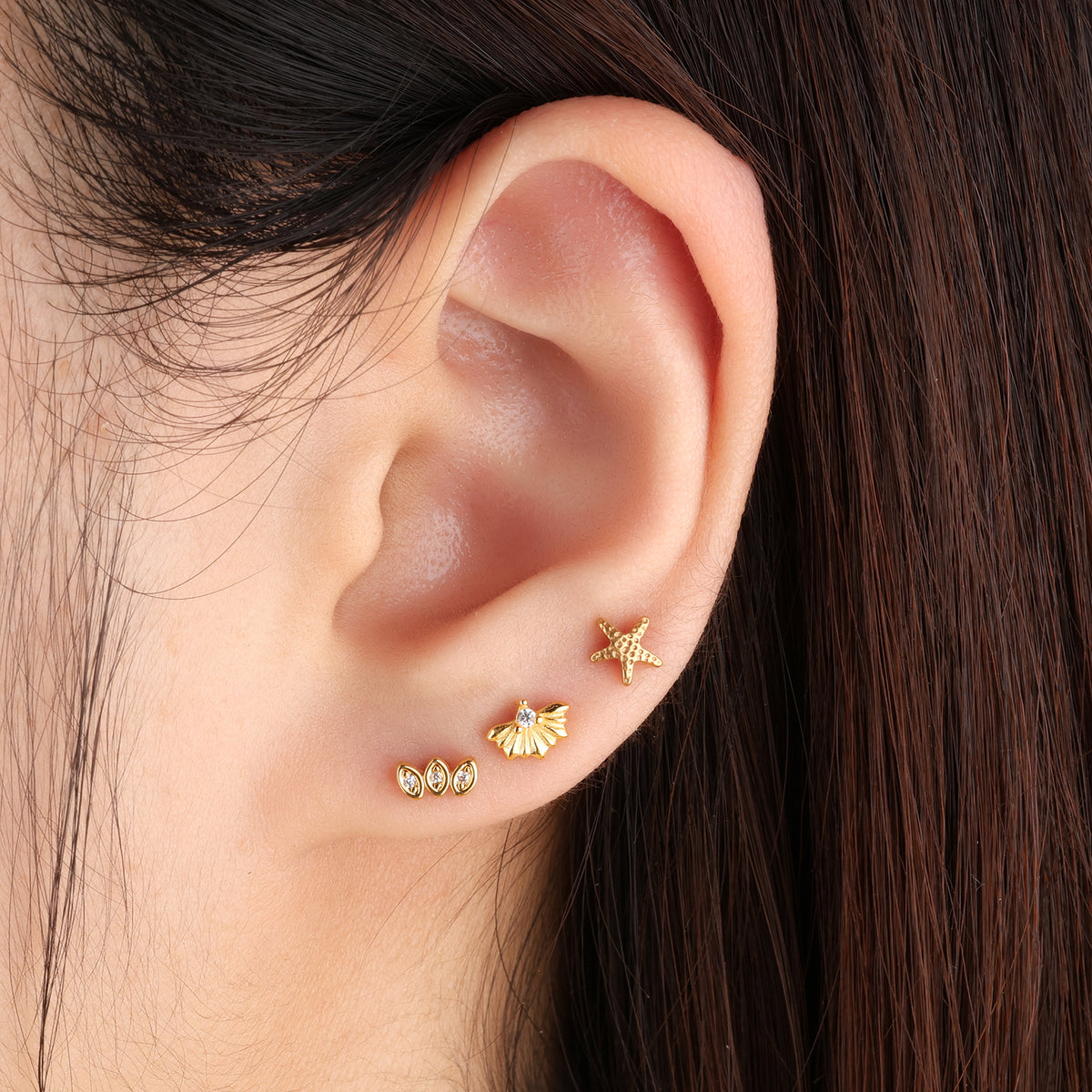 Titanium Starfish Flatback Stud - Titanium - Helix, Forward Helix, Upper Lobe - Oumo Jewelry