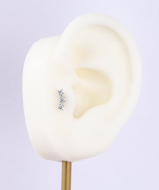Titanium Curved Gemstone Flatback Stud - OumoJewelry