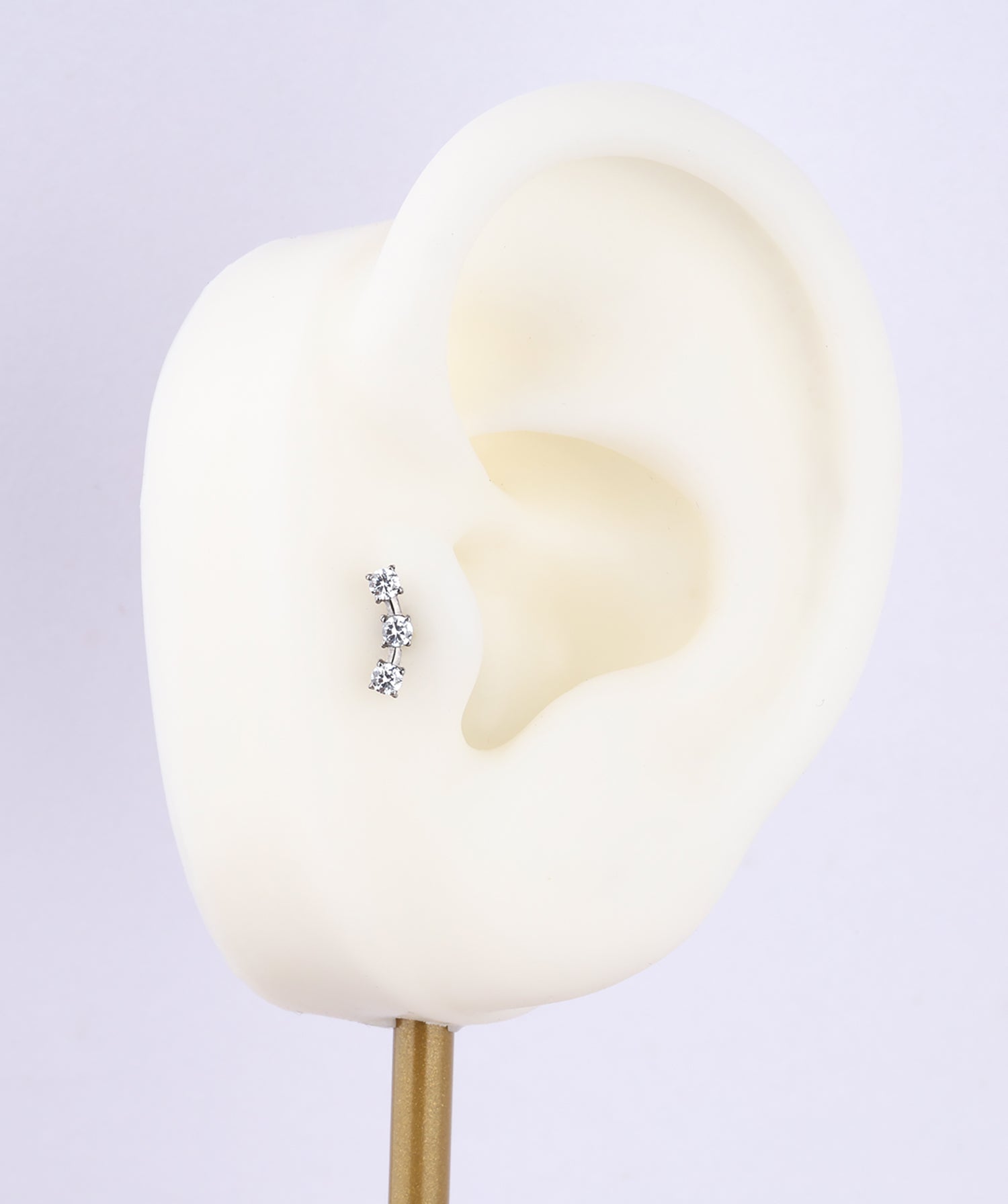 Titanium Curved Gemstone Flatback Stud