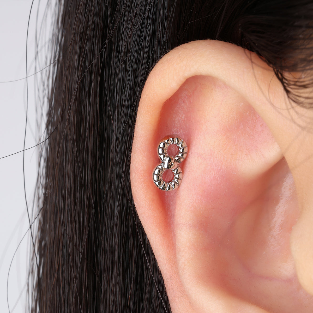 Infinite Love Stud - Stainless Steel - Upper Lobe, Helix, Flat - Oumo Jewelry