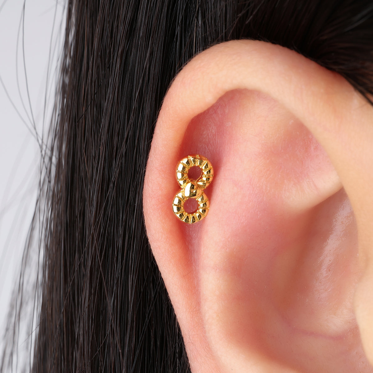 Infinite Love Stud - Stainless Steel - Upper Lobe, Helix, Flat - Oumo Jewelry