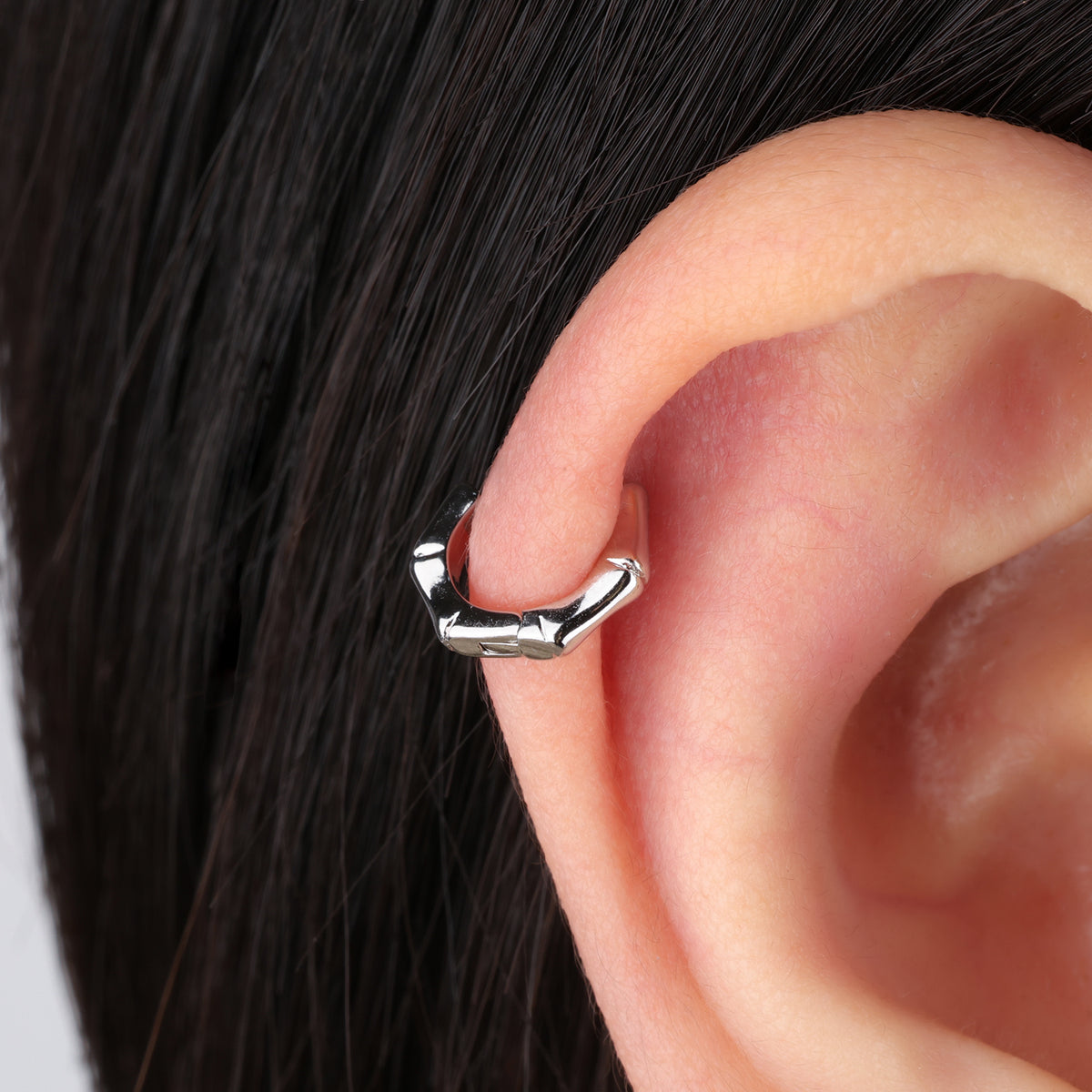 Bamboo Helix Hoop - Brass - Lobe, Upper Lobe, Helix - Oumo Jewelry