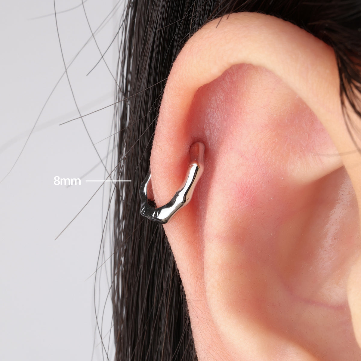 Bamboo Helix Hoop - Brass - Lobe, Upper Lobe, Helix - Oumo Jewelry