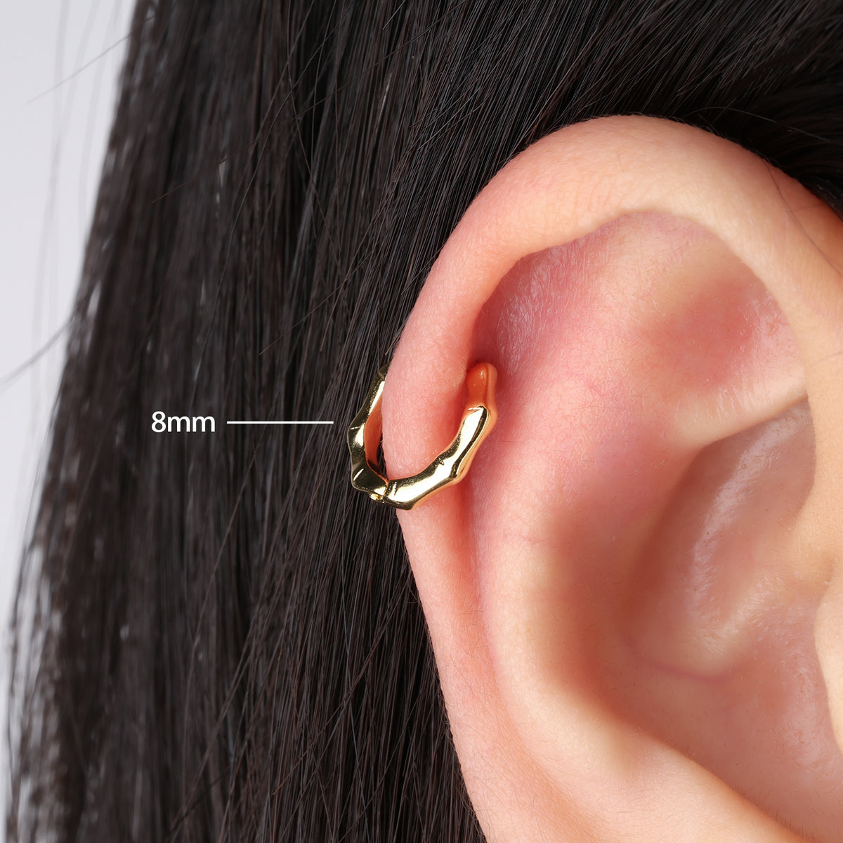 Bamboo Helix Hoop - Brass - Lobe, Upper Lobe, Helix - Oumo Jewelry