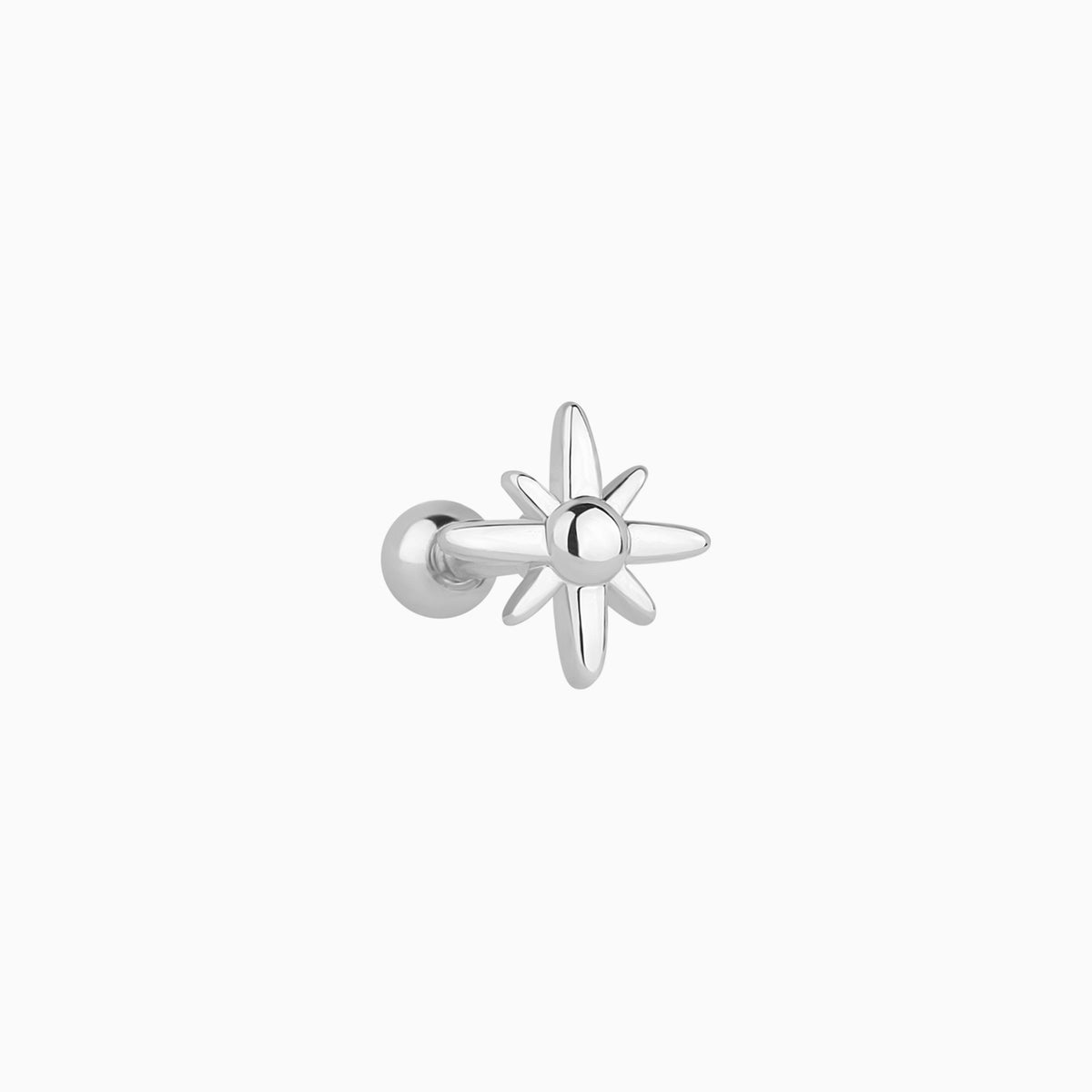 Eight-pointed Star Stud - Stainless Steel - Upper Lobe, Helix, Flat - Oumo Jewelry