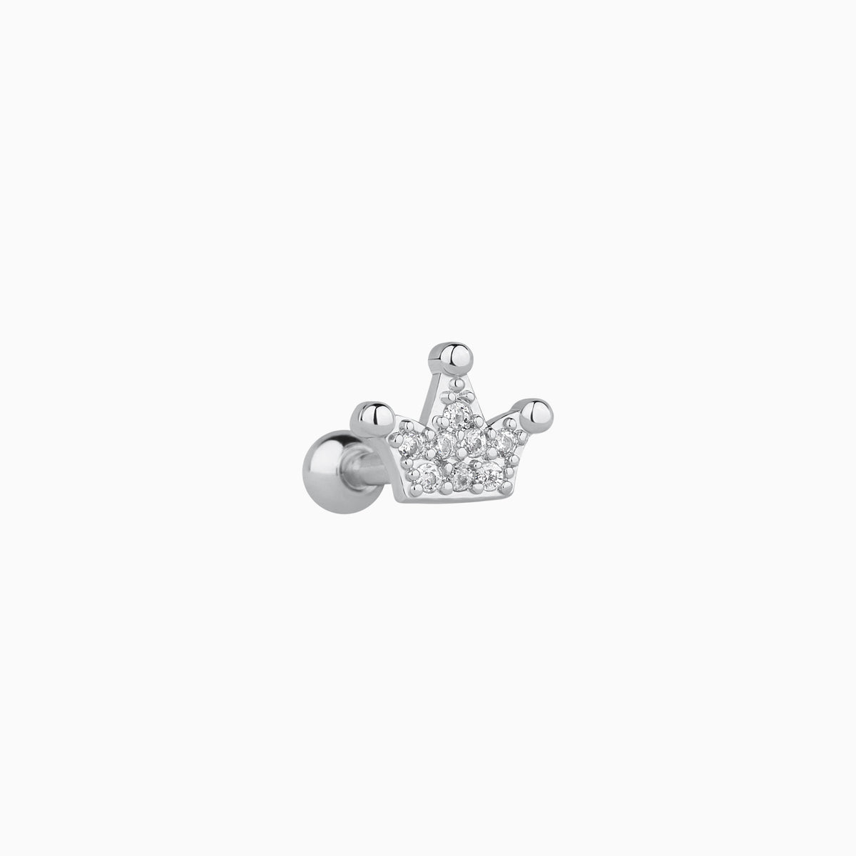 Sparkling Crown Stud - Stainless Steel - Upper Lobe, Helix - Oumo Jewelry