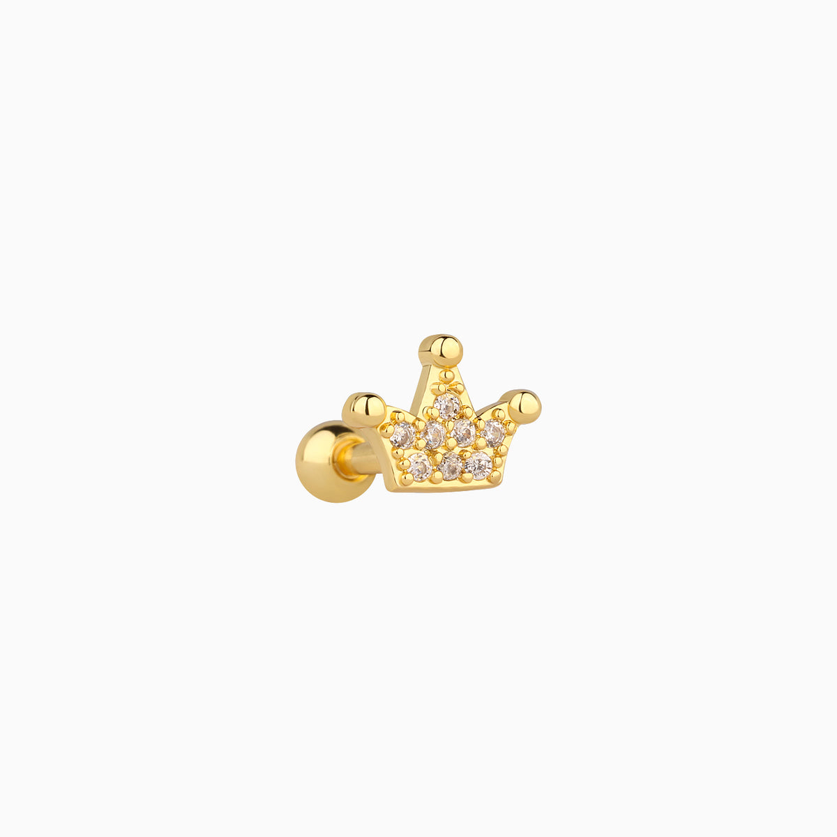 Sparkling Crown Stud - Stainless Steel - Upper Lobe, Helix - Oumo Jewelry