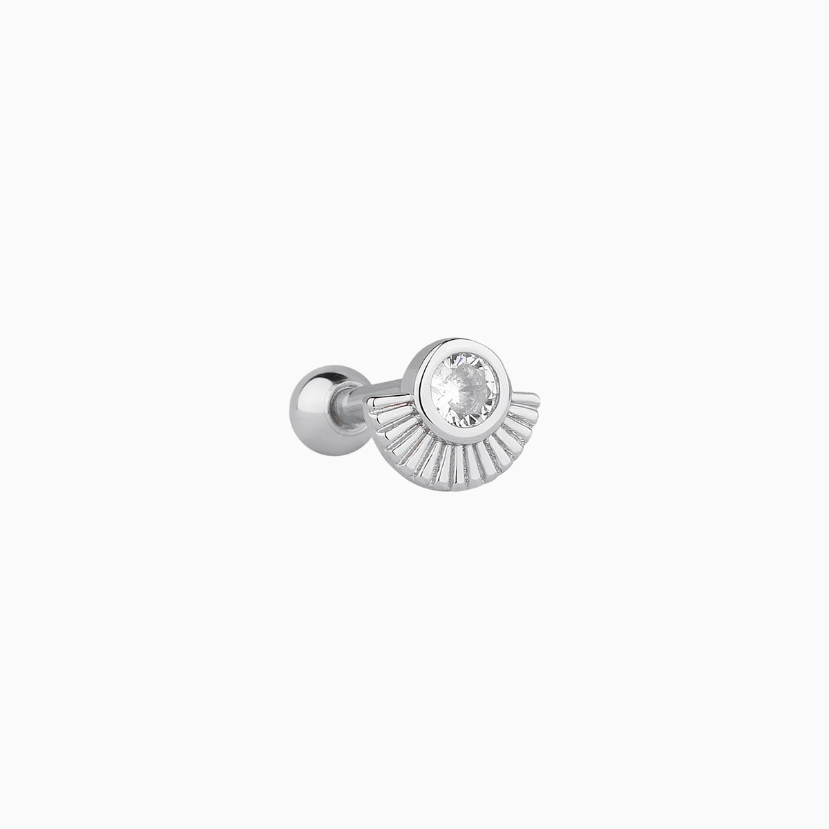 Fan Shaped Gemstone Stud - Stainless Steel - Upper Lobe, Helix - Oumo Jewelry