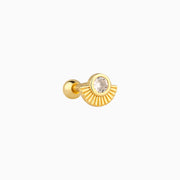 Fan Shaped Gemstone Stud - Stainless Steel - Upper Lobe, Helix - Oumo Jewelry