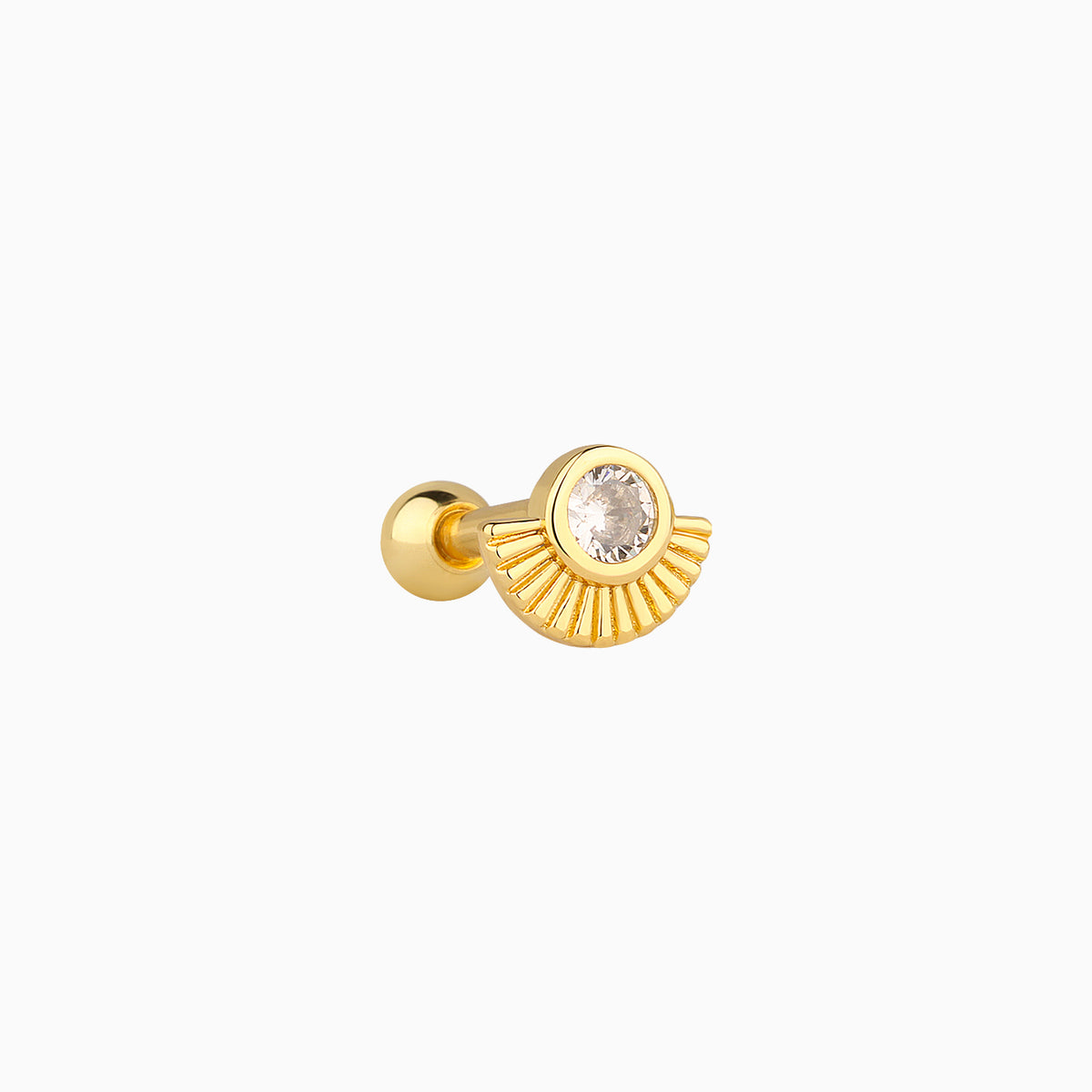 Fan Shaped Gemstone Stud - Stainless Steel - Upper Lobe, Helix - Oumo Jewelry