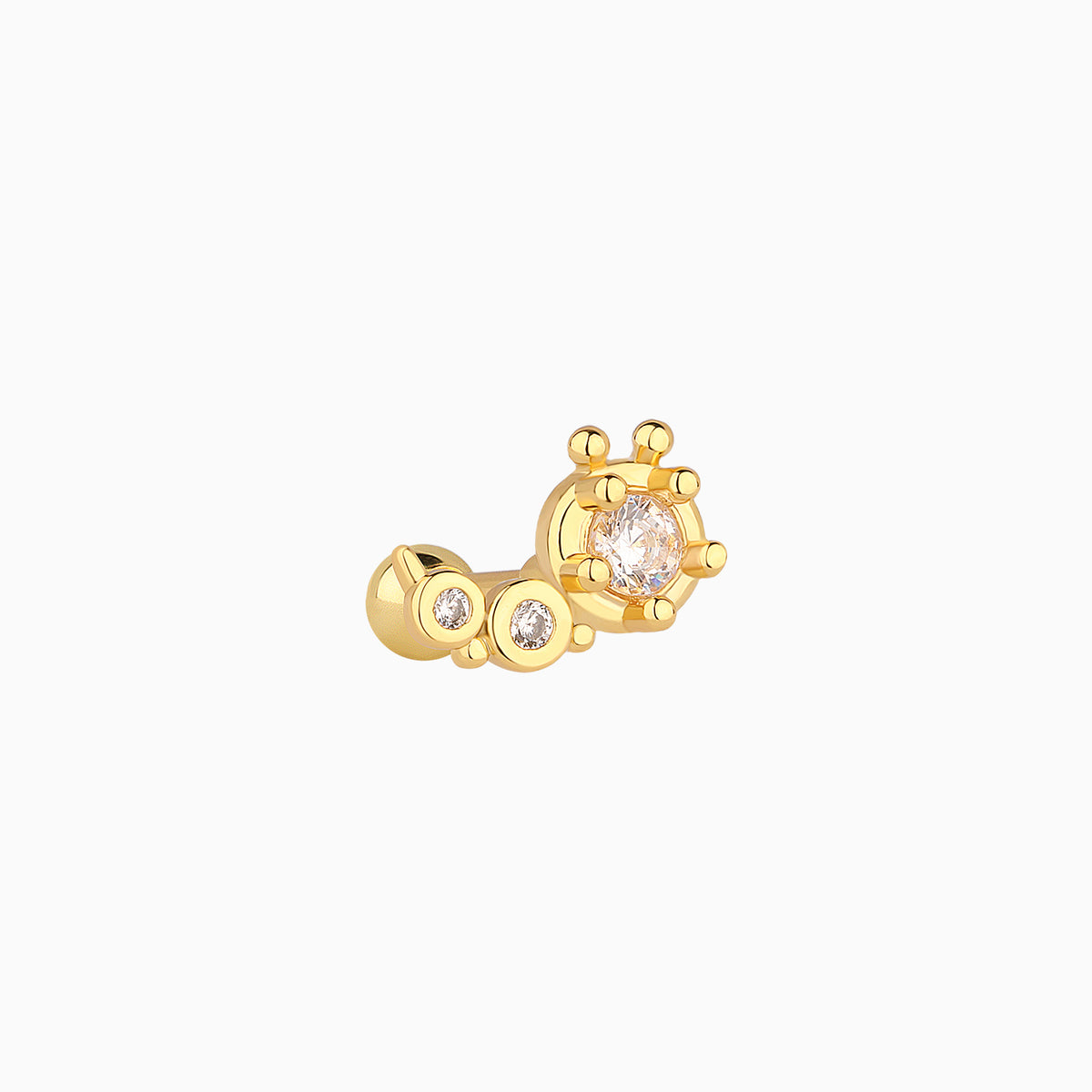 Cute Caterpillar Stud - Stainless Steel - Upper Lobe, Helix, Flat - Oumo Jewelry