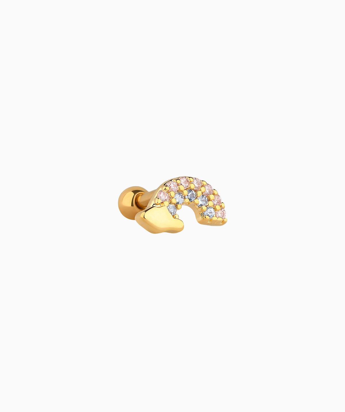 Rainbow Cloud Stud - Stainless Steel - Upper Lobe, Helix - Oumo Jewelry