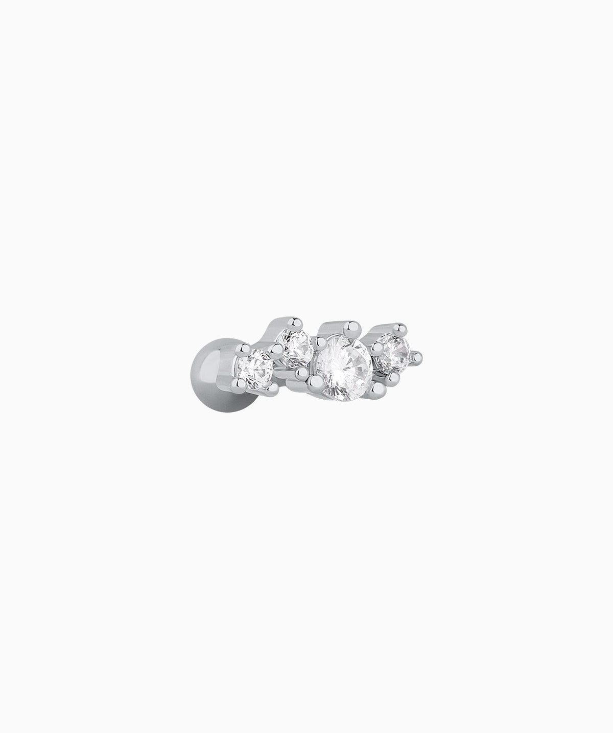 Wavy Gemstone Stud - Stainless Steel - Upper Lobe, Helix, Flat - Oumo Jewelry