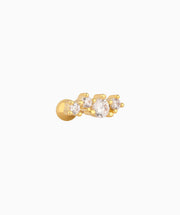 Wavy Gemstone Stud - Stainless Steel - Upper Lobe, Helix, Flat - Oumo Jewelry