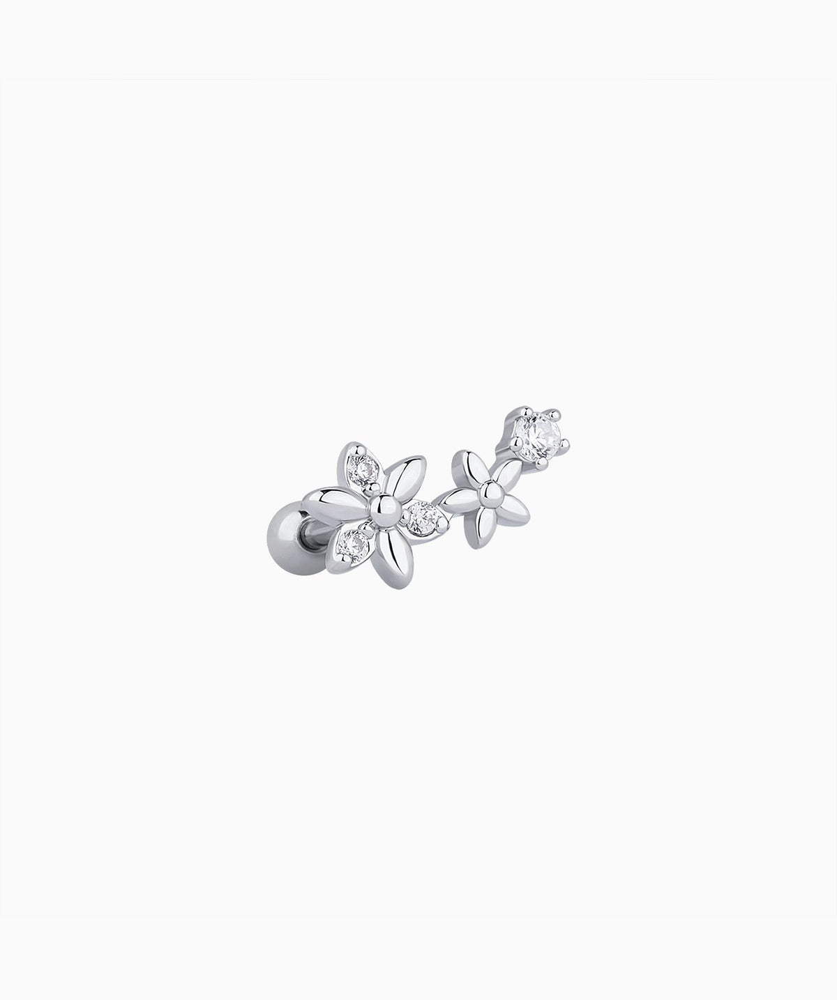 Attractive Flower Stud - Stainless Steel - Upper Lobe, Helix, Flat - Oumo Jewelry
