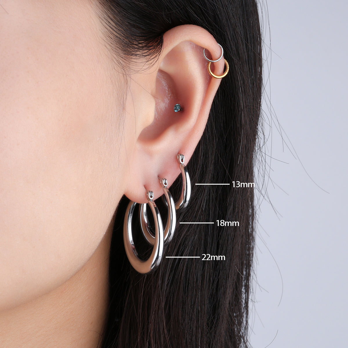 Basic Hoops - Stainless Steel - Oumo Jewelry