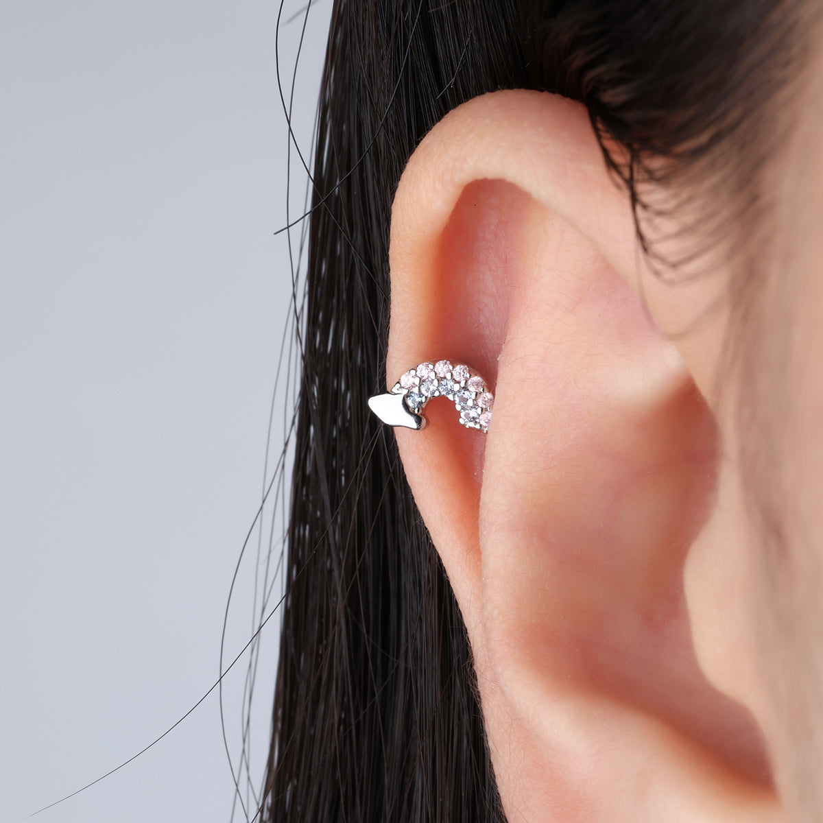 Rainbow Cloud Stud - Stainless Steel - Upper Lobe, Helix - Oumo Jewelry