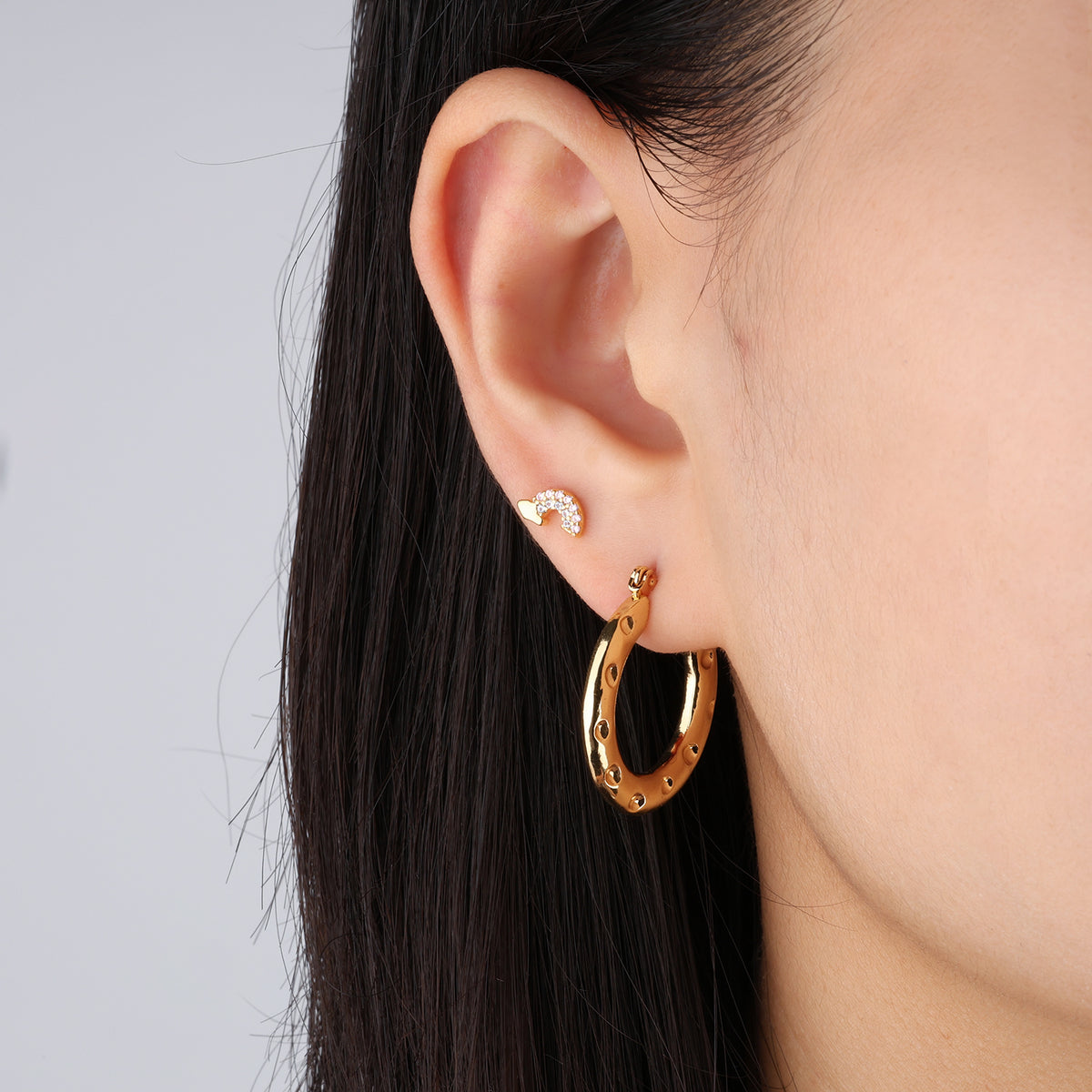 Rainbow Cloud Stud - Stainless Steel - Upper Lobe, Helix - Oumo Jewelry
