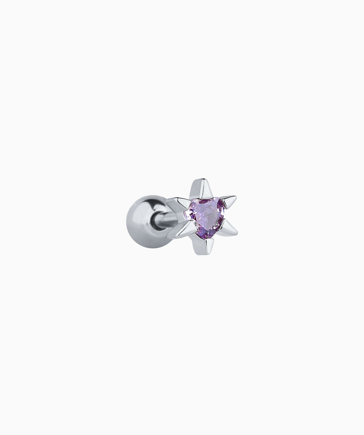 Purple Heart Star Stud - Stainless Steel - Upper Lobe, Helix, Flat - Oumo Jewelry
