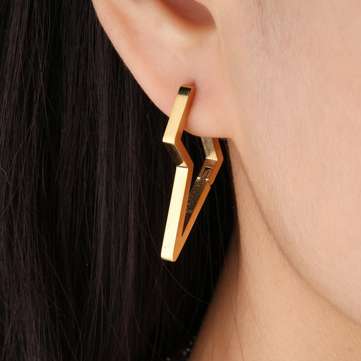 Lightning Hoops - Stainless Steel - Oumo Jewelry