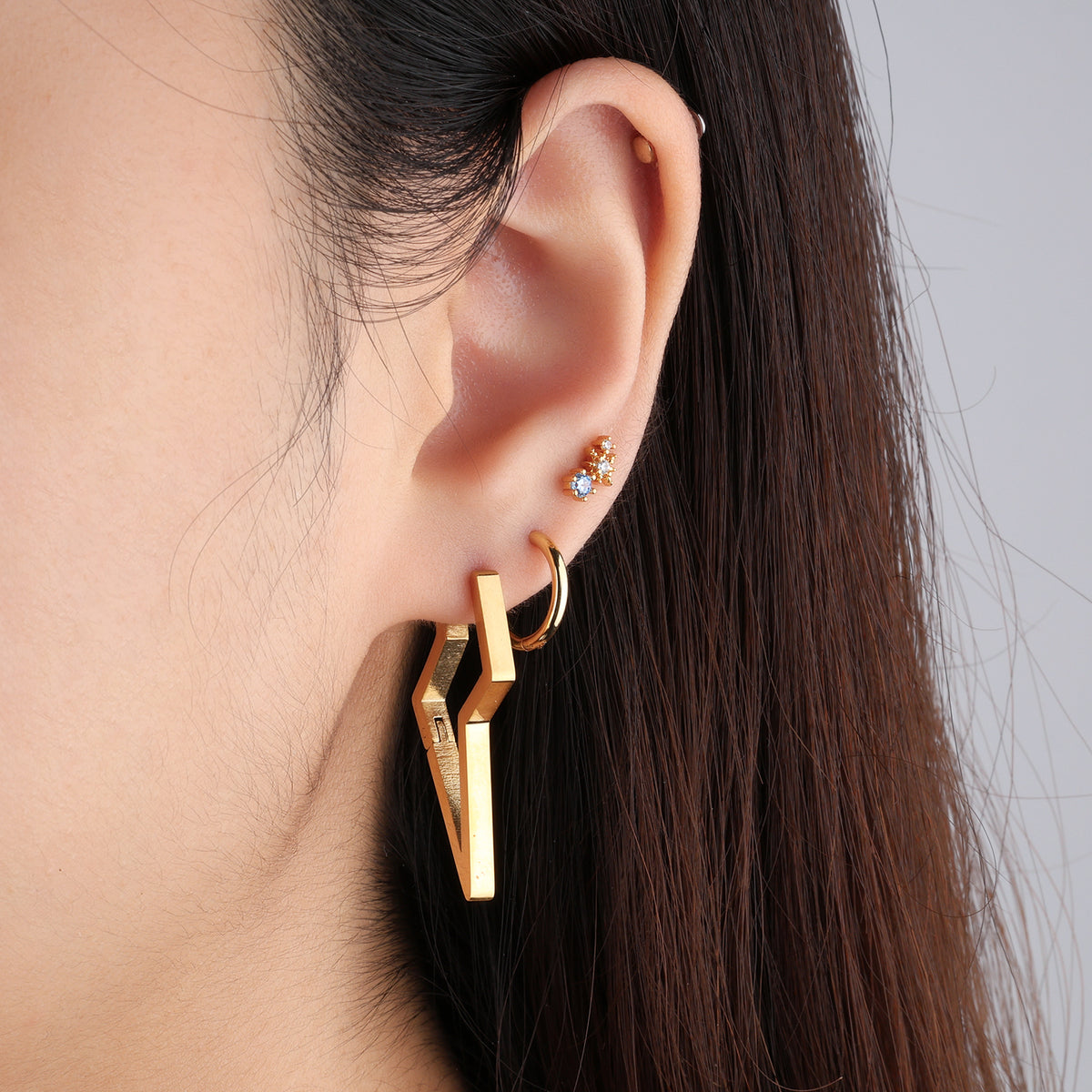 Lightning Hoops - Stainless Steel - Oumo Jewelry