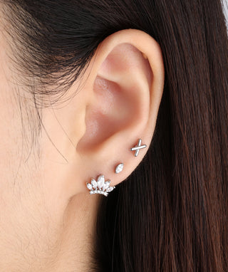 Titanium Marquise Flatback Stud - OumoJewelry