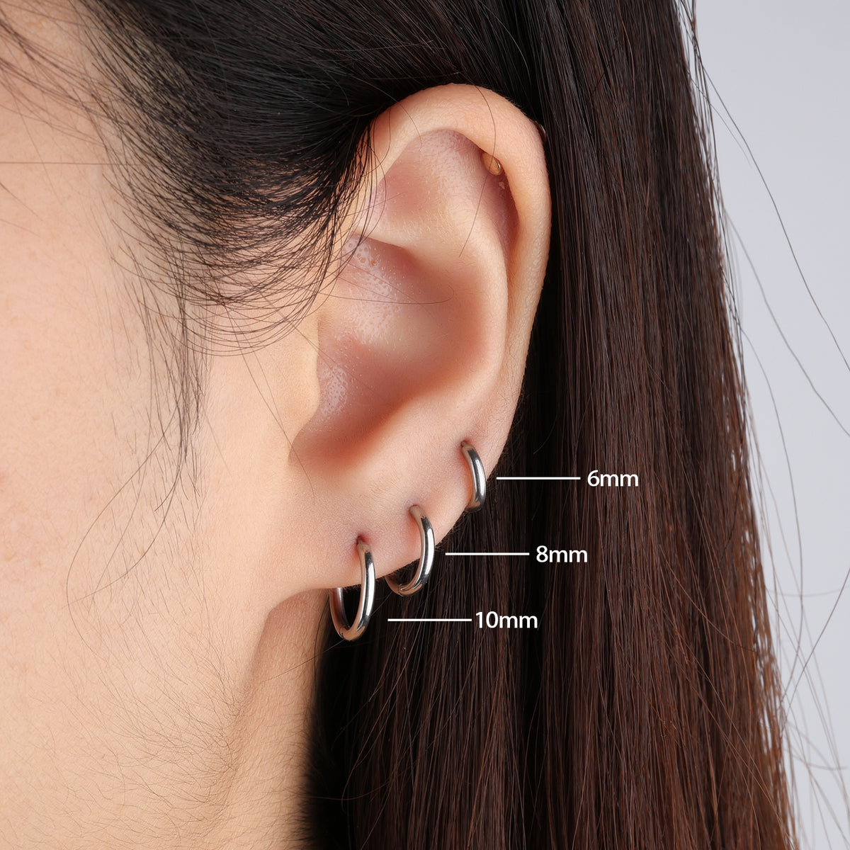 Classic Comfort Hoop - Stainless Steel - Lobe, Helix - Oumo Jewelry