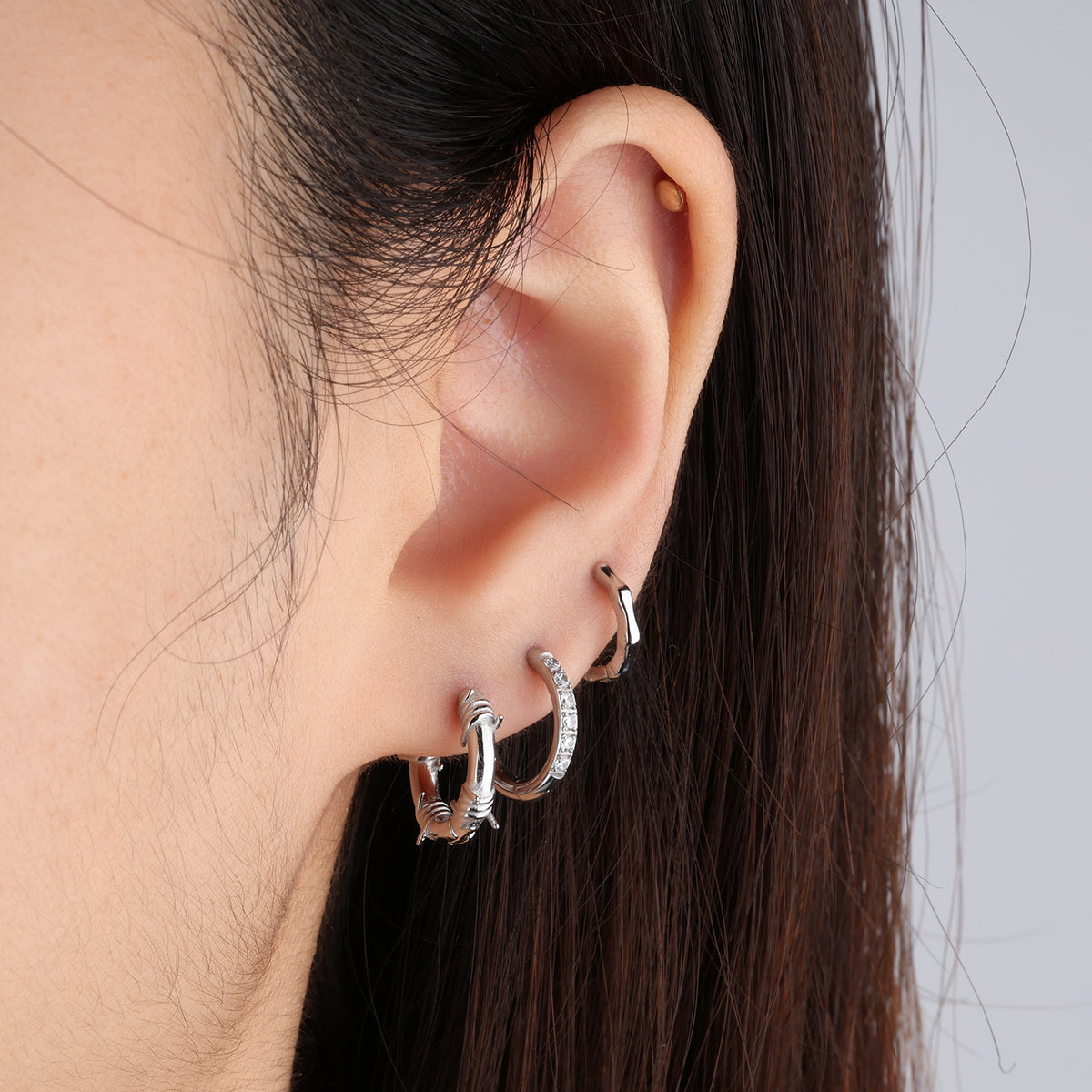 Cool Punk Hoop - Stainless Steel - Lobe - Oumo Jewelry