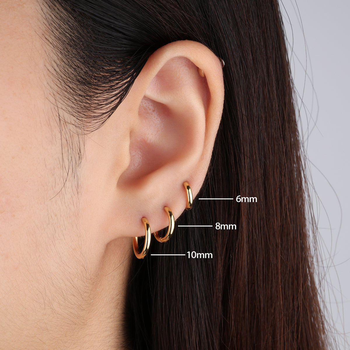 Classic Comfort Hoop - Stainless Steel - Lobe, Helix - Oumo Jewelry